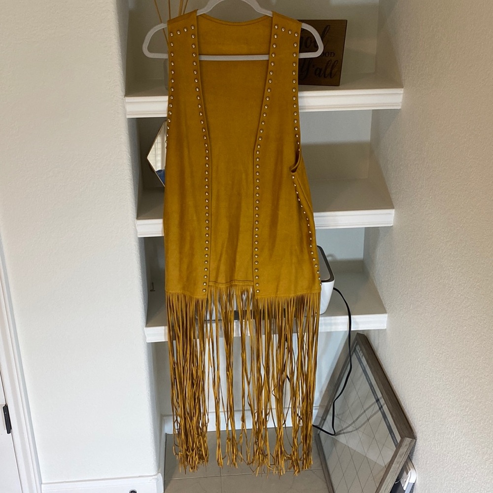 Studded fringe vest
